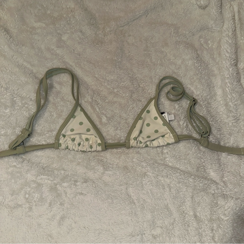 Princess Polly White and Green Bikini Top
